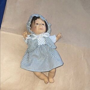 Adorable Baby Doll with Blue Checkered Dress